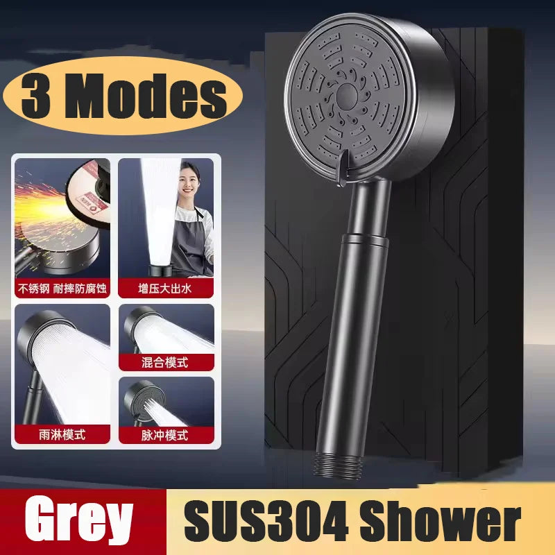 Pommeau de Douche Inox 304, 3 ou 5 Modes, Accessoires à la Pièce
