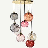 Suspension Cuisine Globes en Verre Coloré Texturé, 1 à 8 Têtes