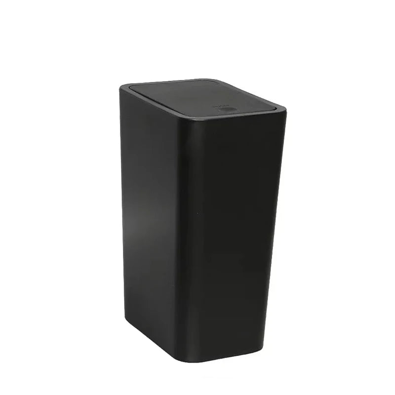 Poubelle de Cuisine 10 L Rectangulaire à Couvercle Poussoir, Noir
