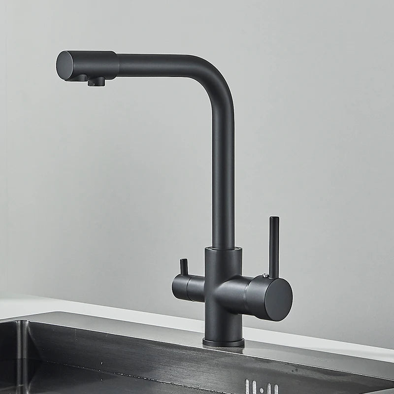 Mitigeur Cuisine Eau Filtrée Monotrou, Double Poignée, 9 Finitions