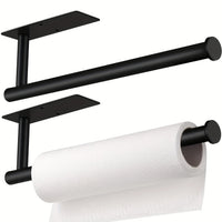 Porte-Essuie-Tout Mural Adhésif en Inox Noir ou Brossé 33,6 cm