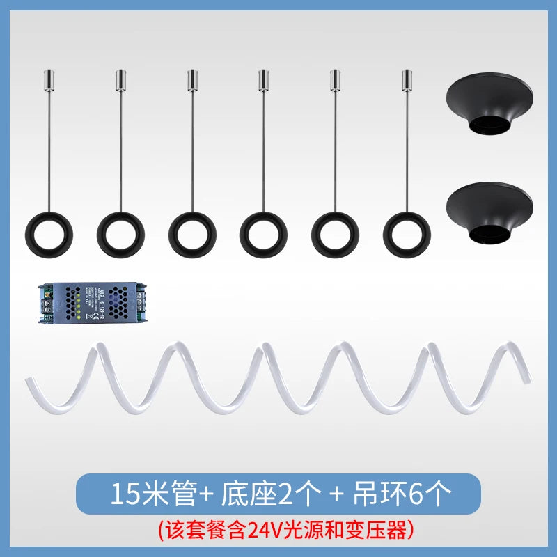 Suspension Cuisine LED Tube Silicone Flexible, 1 à 15 m