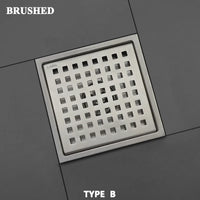 Bonde de Douche Carrée Inox 15 x 15 cm, Grille ou Plaque Invisible