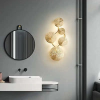 Applique Murale Feuilles de Lotus Doré Rétro, 4 à 8 Lumières G4