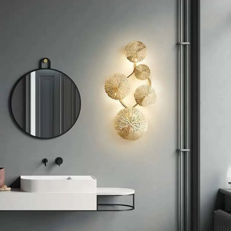 Applique Murale Feuilles de Lotus Doré Rétro, 4 à 8 Lumières G4