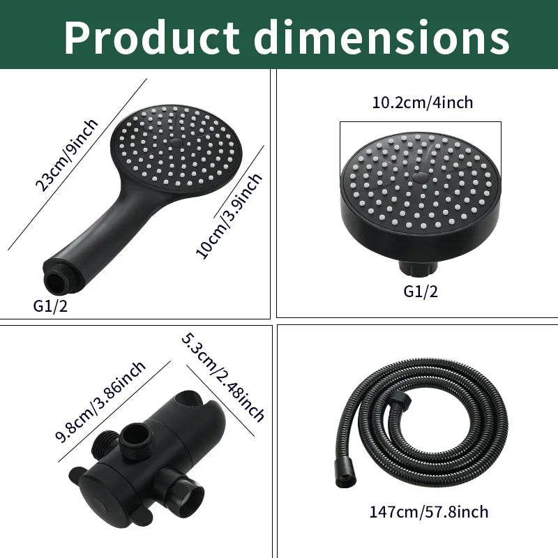 Kit Pommeau de Douche 2 en 1 avec Douchette et Flexible 147 cm