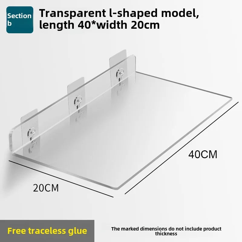 Étagère Salle de Bain Murale en Acrylique Transparente, Sans Perçage