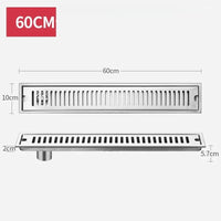 Caniveau de Douche Inox 304 Brossé ou Noir, 20 à 60 cm