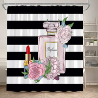 Rideau de Douche Flacon Parfum 180x180 cm et Tapis à la Pièce