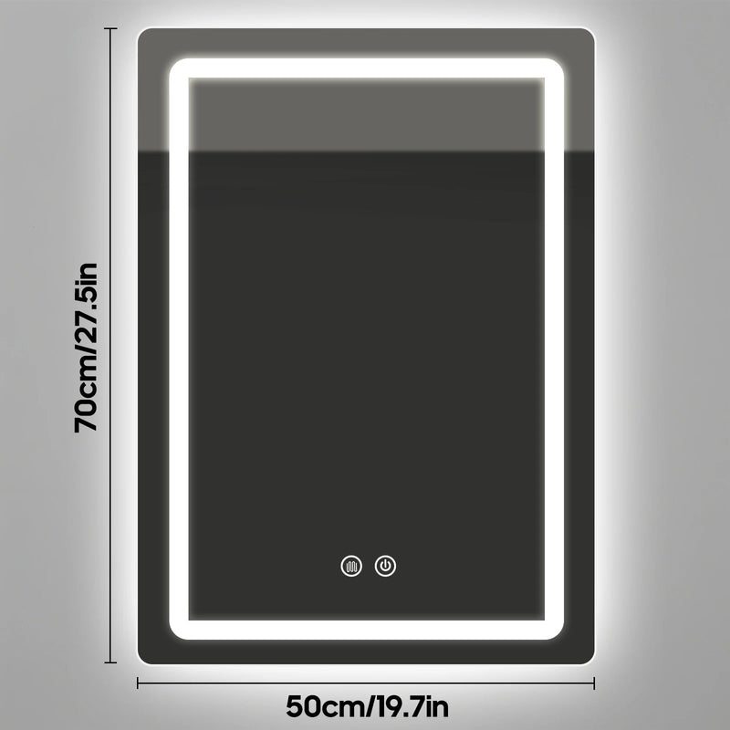 Miroir LED Salle de Bain Rectangulaire Anti-Buée 60x90 cm