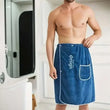 Serviette de Bain Jupe pour Homme à Poche, Microfibre Bleu ou Gris