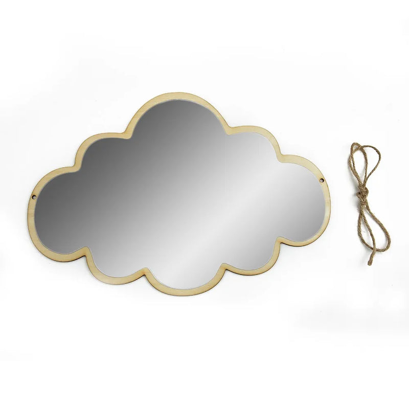 Miroir Mural Nuage en Bois et Acrylique, 33 x 23 cm