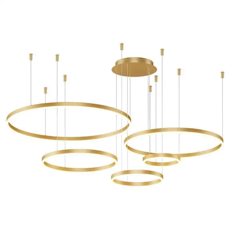 Suspension Cuisine Anneaux LED Design Moderne, Noir, Blanc ou Doré, 1 à 5 Anneaux