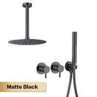 Douche Encastrable Laiton avec Pommeau Rond 25 cm et Douchette, 5 Finitions