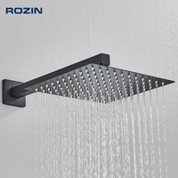 Pommeau de Douche Effet Pluie Carré Ultra-Plat, avec Bras Mural