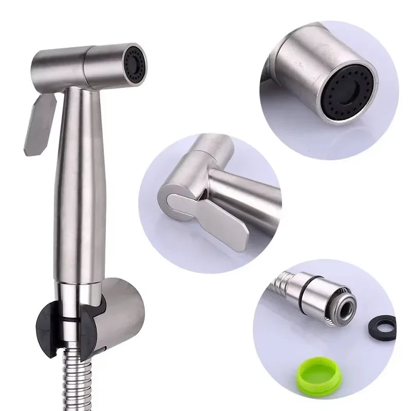 Douchette WC Inox avec Support et Tuyau 1,2 m