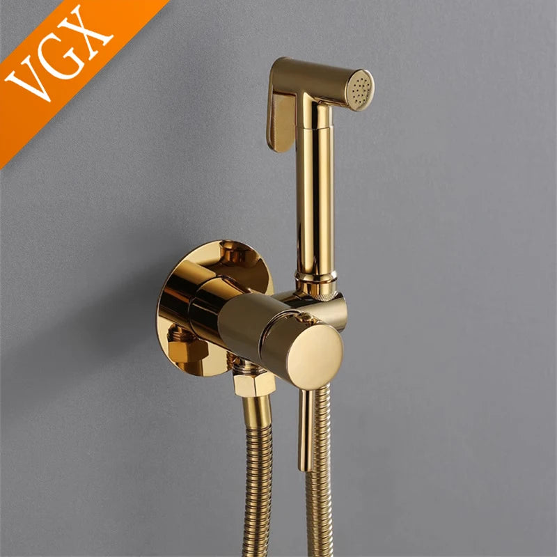 Douchette WC Mitigeur à Platine Ronde en Laiton, 5 Finitions