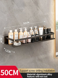 Étagère Murale Salle de Bain Aluminium Noir ou Gris 30-50 cm