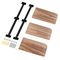 Étagère d'Angle Murale 3 Niveaux Bois et Métal Noir, 44 cm