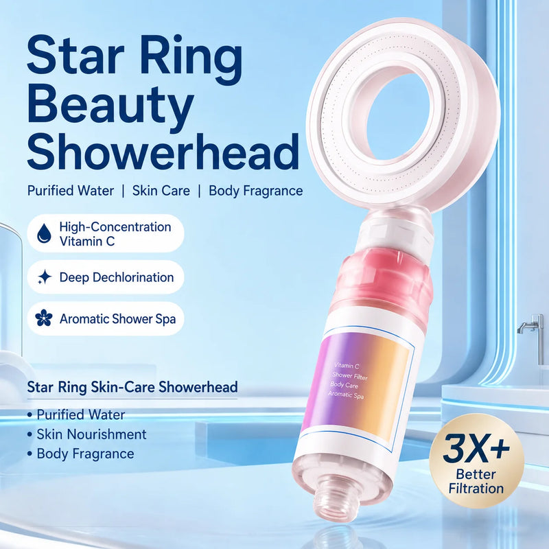 Pommeau de Douche Vitamine C Anneau Étoilé Parfumé Rose, Magnolia ou Iris