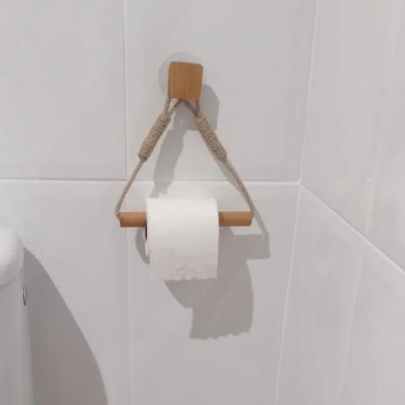 Porte-Serviette Mural en Bois, Corde ou Cuir