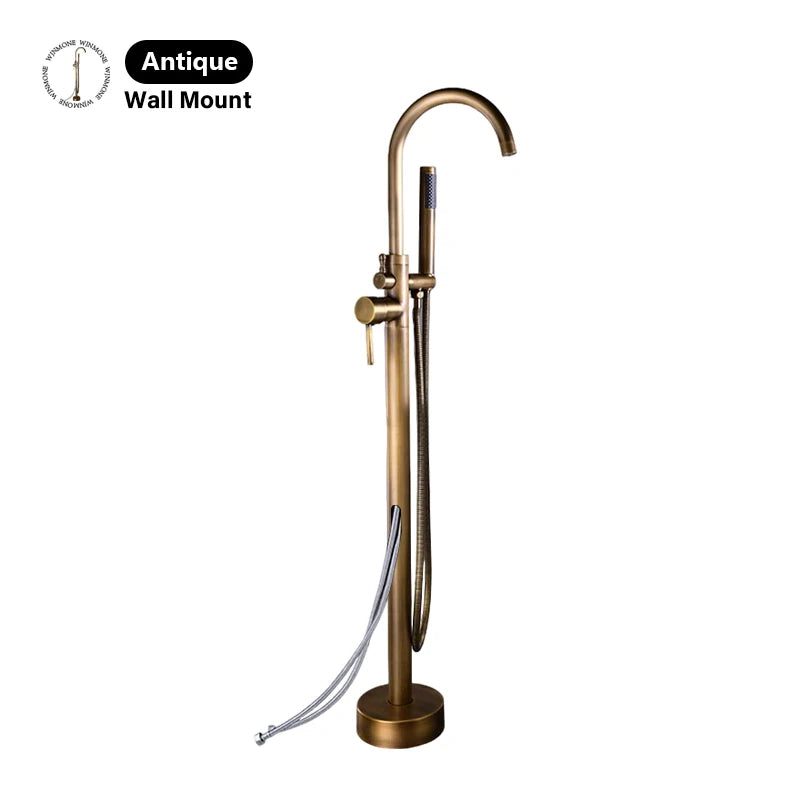 Robinet Baignoire sur Pied Autoportant avec Douchette, Hauteur 130 cm, 5 Finitions