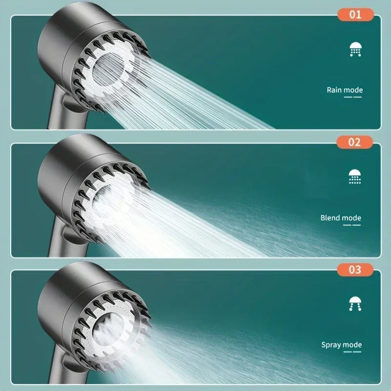 Pommeau de Douche Turbo Filtrant avec Flexible et Support