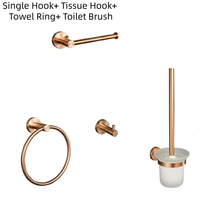 Ensemble d'Accessoires de Salle de Bain Or Rose Brossé Inox