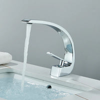 Mitigeur Lavabo Monotrou Courbé en Laiton, 6 Finitions