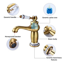Mitigeur Lavabo Rétro Laiton Massif 7 Finitions