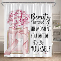 Rideau de Douche Flacon Parfum 180x180 cm et Tapis à la Pièce