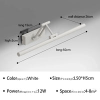 Applique Salle de Bain LED à Bras Articulé Noir ou Blanc 40 à 100 cm