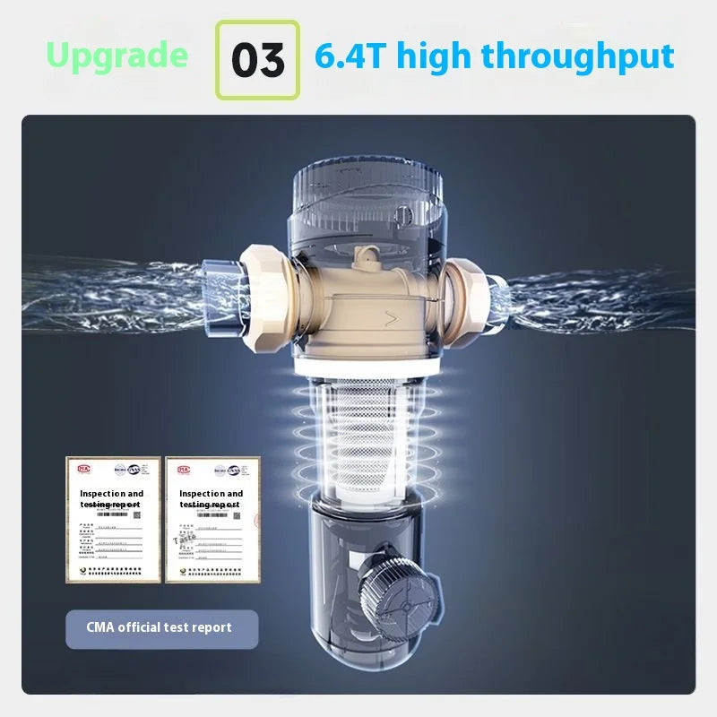 Préfiltre d'Eau Central à Grattoir Rotatif, Manomètre, Inox 316L, 40 Microns