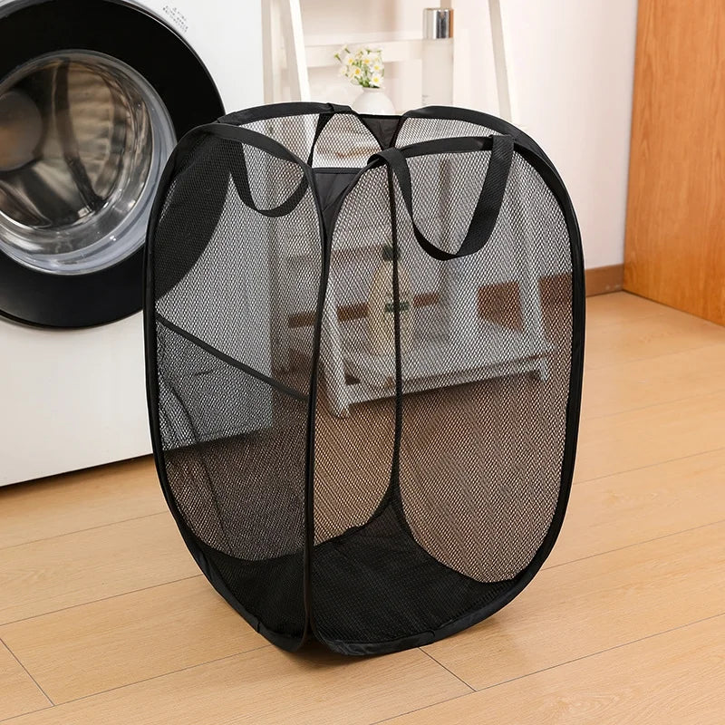 Panier à Linge Pliable Ventilé Noir et Blanc, Plusieurs Tailles