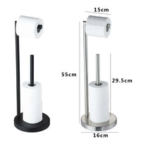 Porte-Papier Toilette sur Pied Inox 304 avec Réserve ou Brosse WC