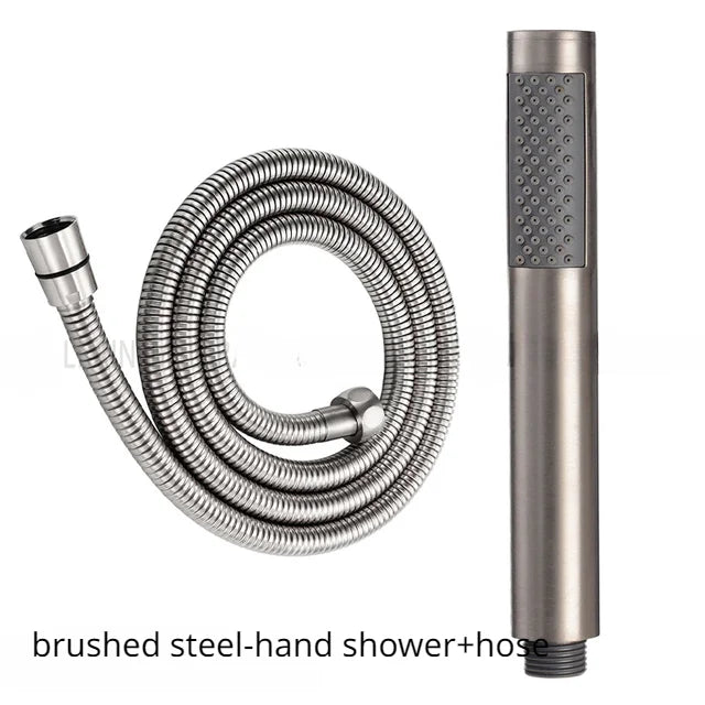 Pommeau de Douche Cylindrique Inox, 9 Finitions, Seul ou avec Flexible