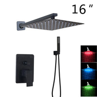 Douche Encastrable Noir Mat Pluie Carrée 20 à 40 cm avec Douchette