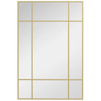 Miroir Mural Rectangulaire Style Verrière Noir ou Doré 90 x 60 cm