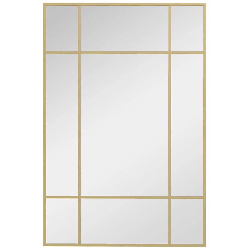 Miroir Mural Rectangulaire Style Verrière Noir ou Doré 90 x 60 cm
