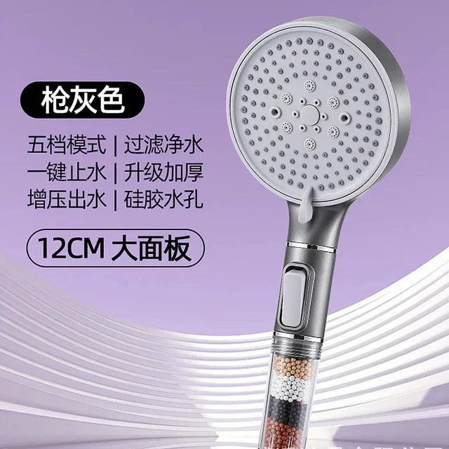Pommeau de Douche 5 Modes à Billes Minérales, Accessoires à la Pièce