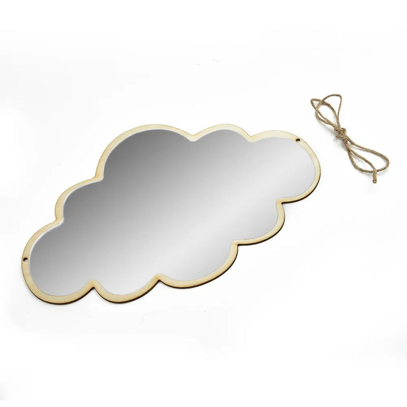 Miroir Mural Nuage en Bois et Acrylique, 33 x 23 cm