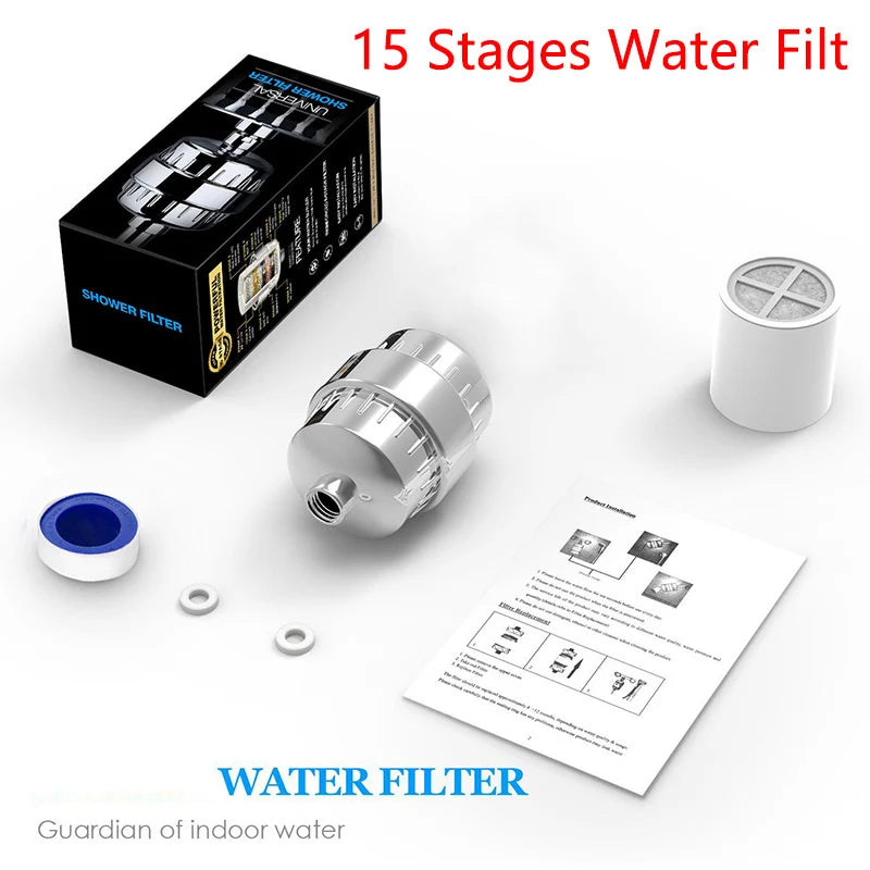 Filtre de Douche 15 ou 20 Étages, Cartouche Charbon Actif de Rechange