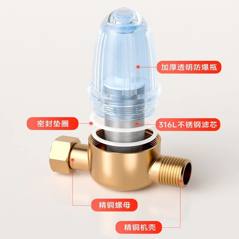 Préfiltre d'Eau Laiton pour Chauffe-Eau, Cartouche Inox Lavable et Détachable
