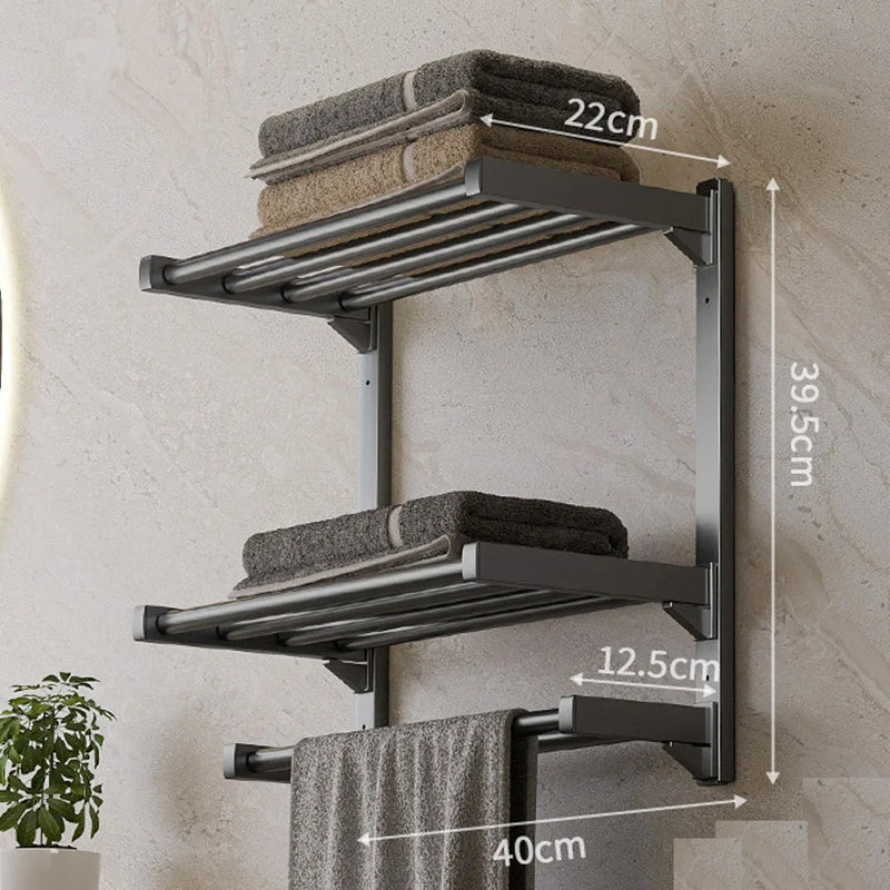 Porte-Serviette Mural Pliable Inox 50 cm