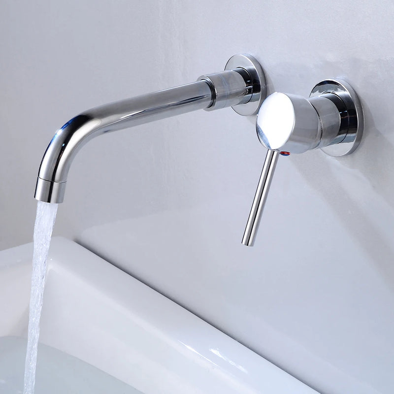 Robinet Mural Lavabo en Laiton, Bec Pivotant, 6 Finitions