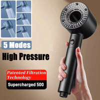 Pommeau de Douche Filtrant 5 Modes, 4 Coloris, Accessoires à la Pièce
