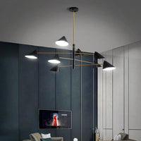 Suspension Cuisine Design Cônes Noirs 4, 6 ou 8 Lampes, Ø 130 cm