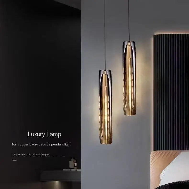 Suspension Cuisine en Cristal et Cuivre, 1 à 3 Lampes