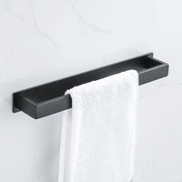 Porte-Serviette Adhésif Barre Plate Noir Mat ou Blanc 30 à 50 cm
