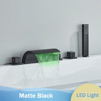 Robinet de Baignoire Cascade LED Bronze Noir 5 Pièces